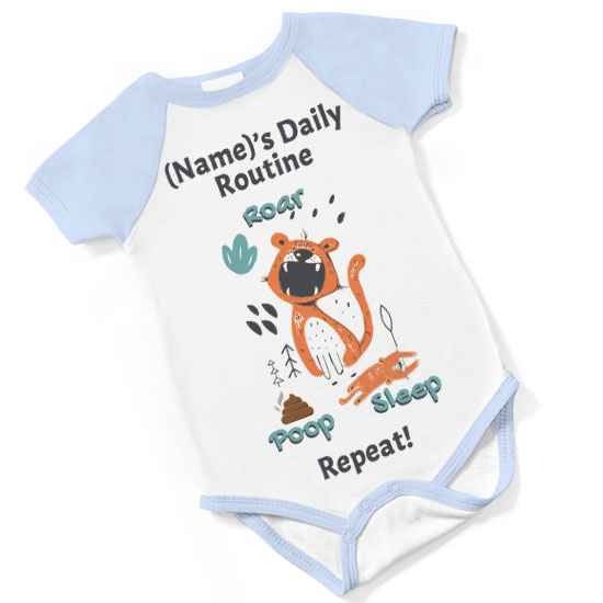 Personalised Baby's Daily Routine Body Suit - Blue Sleeves