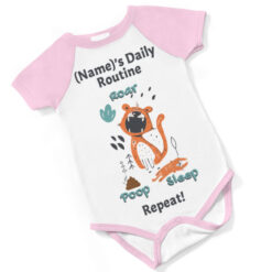 Personalised Baby's Daily Routine Body Suit - Pink Sleeves