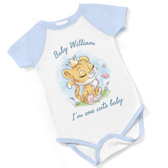 I'm One Cute Baby Personalised Short Sleeved Body Suit - Blue