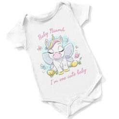 I'm One Cute Baby Personalised Short Sleeved Body Suit - White/Pink Text
