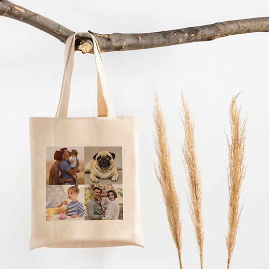4 Photo Upload Personalised Tote Bag