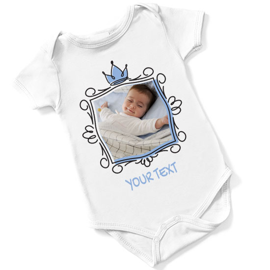 Photo Upload Personalised Short Sleeved Body Suit - White