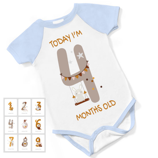 Today I'm Months Personalised Short Sleeved Body Suit - Blue