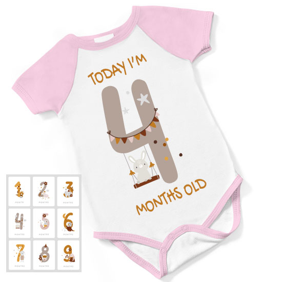 Today I'm Months Personalised Short Sleeved Body Suit - Pink