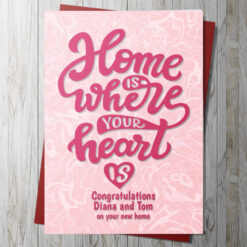 Home is where the heart is pink heart card
