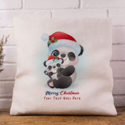 Merry Christmas Personalised Panda Cushion