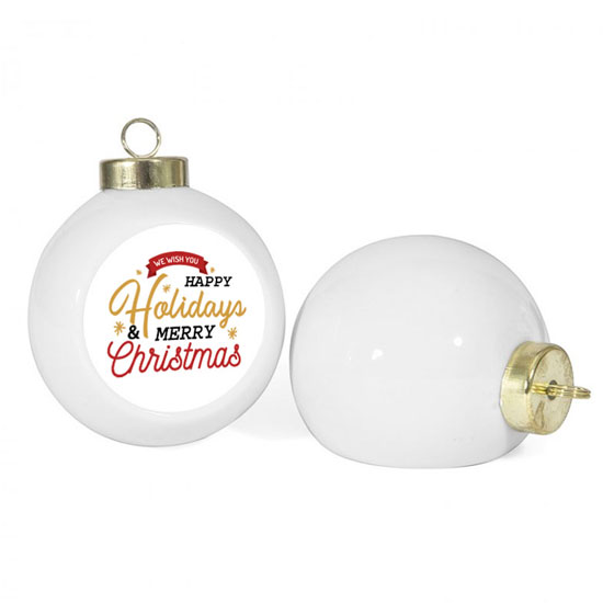 x1 Personalised Glass White Christmas Bauble