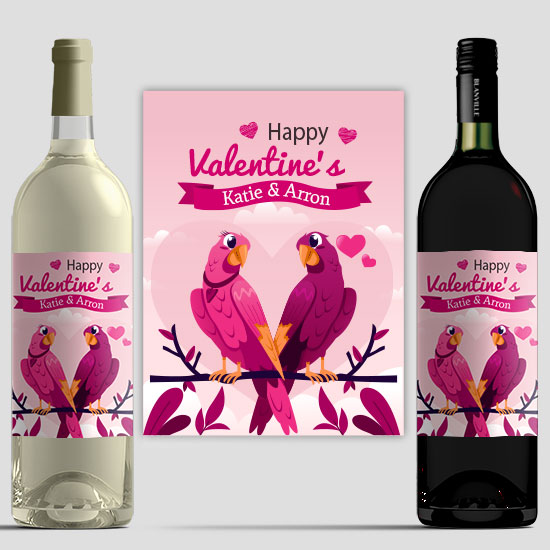 Love Birds Valentines Day Wine