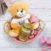 Valentine's Day Personalised Teddy & Candle Basket - Pink