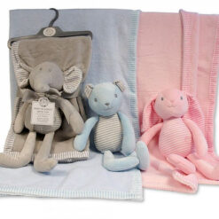 Pink or Blue Blanket with Teddy Gift Set