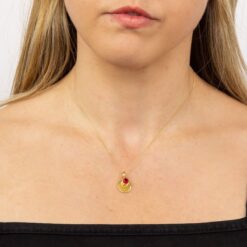 July Gold Plated Birthstone and Engravable Disc Necklace2