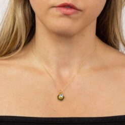 March Gold Plated Birthstone and Engravable Disc Necklace2