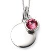 October Birthstone and engravable disc necklace