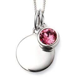 October Birthstone and engravable disc necklace