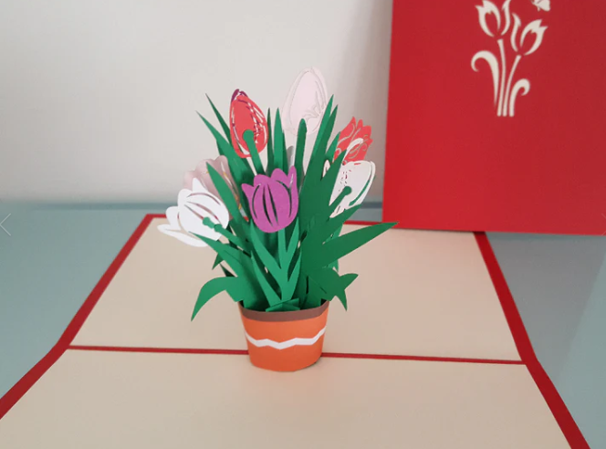 Tulip Basket Any Occasion - Irish Made Pop Up Card