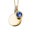 September Gold Plated Birthstone and Engravable Disc Necklace