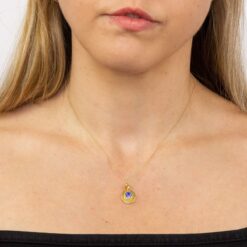 September Gold Plated Birthstone and Engravable Disc Necklace2