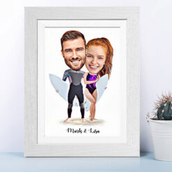 Surfs Up Couple Caricature