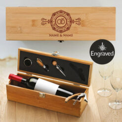 Personalised Luxury Bamboo Wine Box Set - Wedding Gift