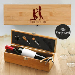 Personalised Luxury Bamboo Wine Box Set - Engagement Gift