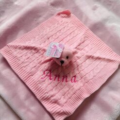 Pink Cable Knit Elegance Bear Comforter (Can Personalise)