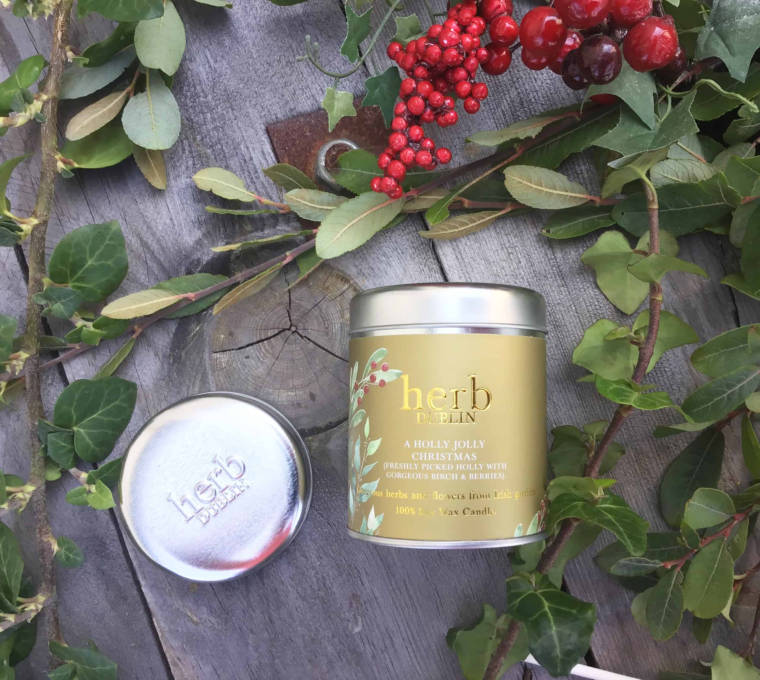 Holly Jolly Christmas Tin Candle