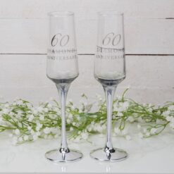 Straight Flutes Set of Two Glasses in Gift Box - 60th Anniversary