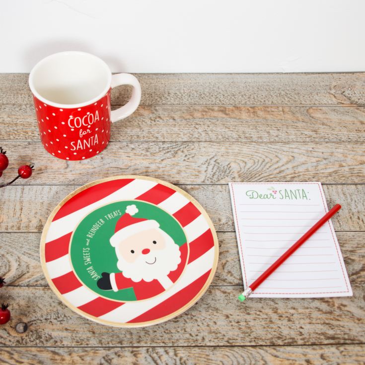 Santa Ceramic Gift Set - Cookie Plate, Mug and Notepad