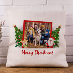 Merry Christmas Photo Upload Cushion