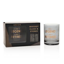 The Legend Has Retired Whiskey Glass & Stones