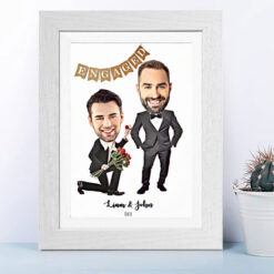 Engagement Caricature - On One Knee (SAME SEX MALE)