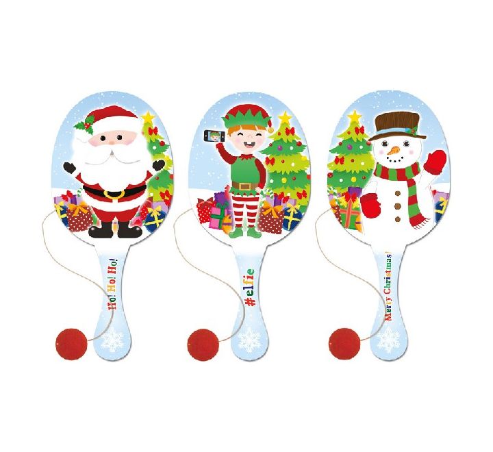 Christmas Wooden Paddle Bat & Ball Game