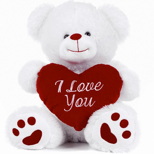 White I Love You Heart Bear - Choose Size - Image 2