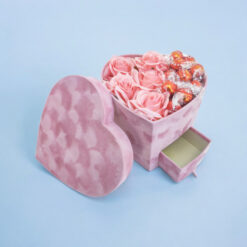 Velvet Heart Silk Flower and Lindor Box with Compartment