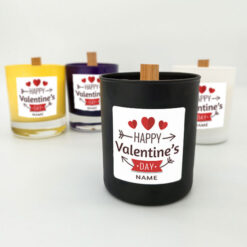 Happy Valentine's Day Wooden Wick Candle - Personalised
