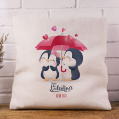 Penguin Love Happy Valentine's Day Cushion