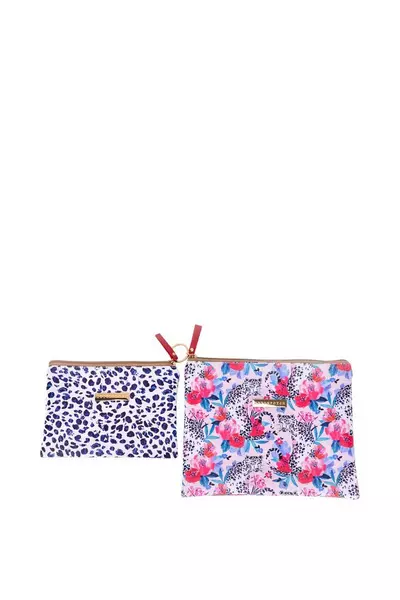 Set of Leopard Story Leatherette Cosmetic Bags
