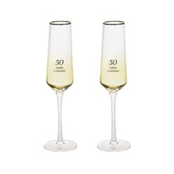 Amore Set of Two 50th Anniversary Flute Glasses in Gift Box