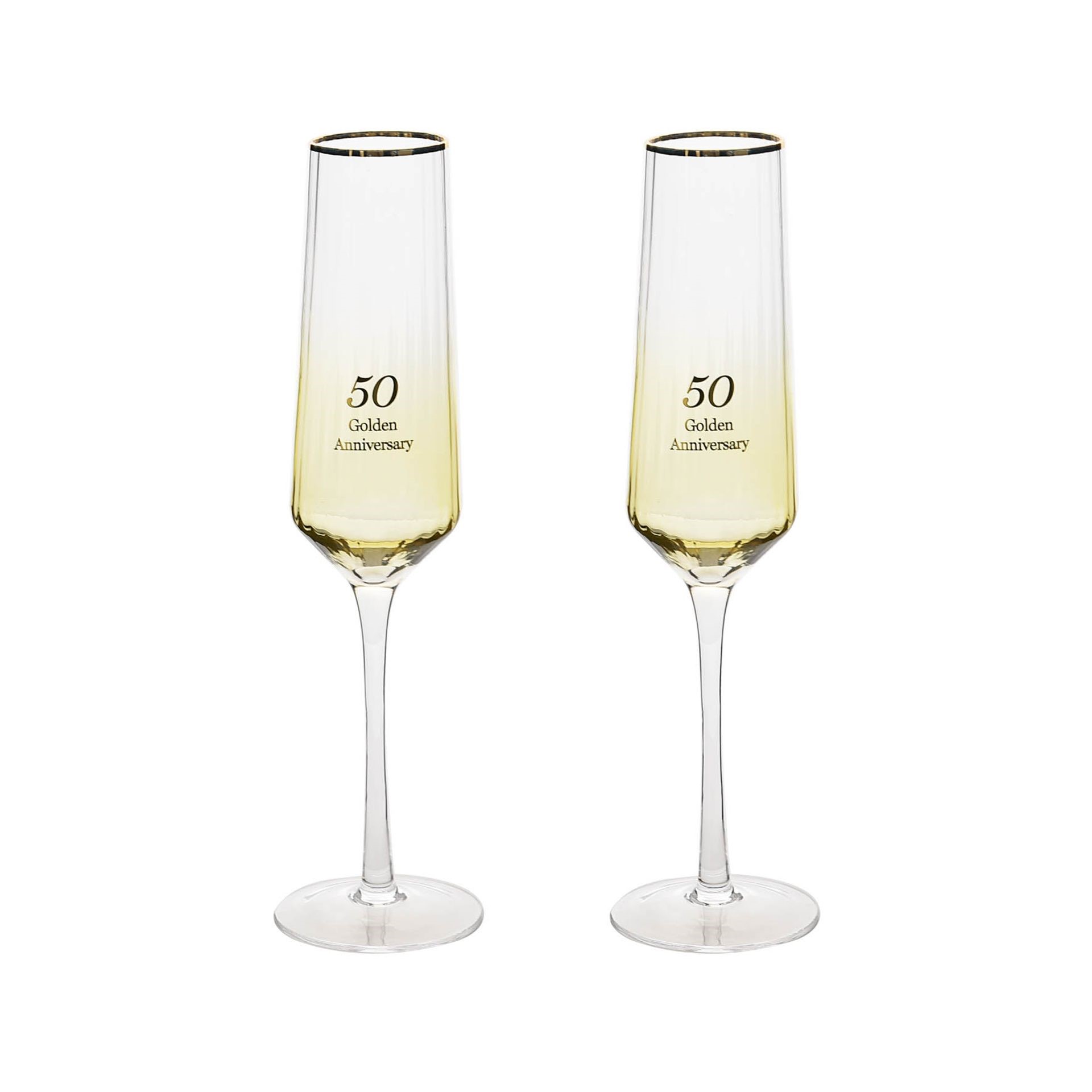Amore Set of Two 50th Anniversary Flute Glasses in Gift Box