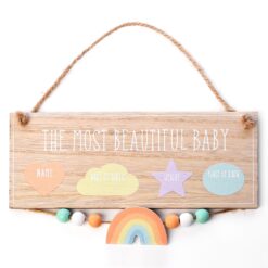 Petit Cheri MDF Hanging Data Plaque 'Most Beautiful Baby'