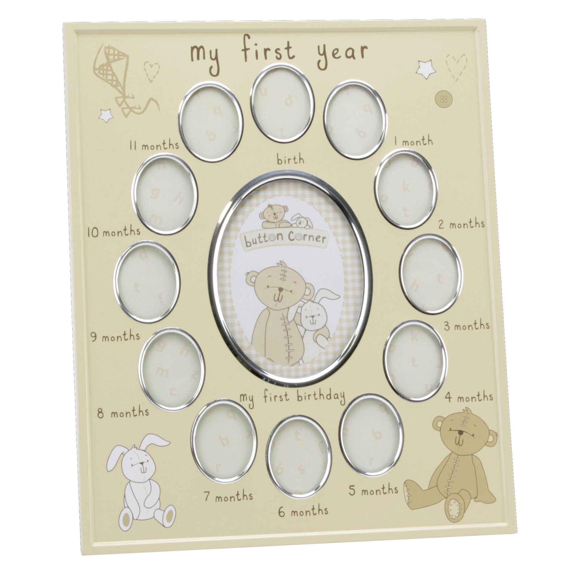 Button Corner Aluminium Photo Frame "My First Year"