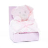 Plush Nighty Teddy with Flannel Blanket Boxed Pink