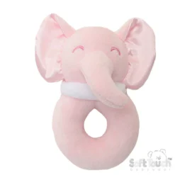 Pink Elephant Rattle Toy