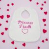 Personalised Embroidered Baby Bib - White (Choose Text Colour)