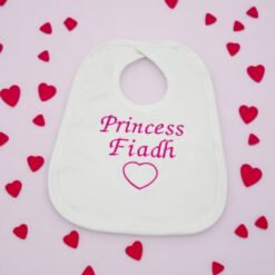 Personalised Embroidered Baby Bib - White (Choose Text Colour)