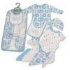 Baby Boys 9 Pieces Gift Set in Mesh Bag - I Love Cuddles (Sleepsuit, Short Sleeved Bodyvest, Bib, Hat, Mittens, 4 Wash Cloths)