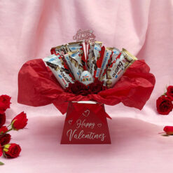 Floral Valentines Day Kinder Chocolate Bouquet