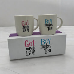 Girl Meets Boy, Boy Makes Tea Set of Two Mugs in Gift Box