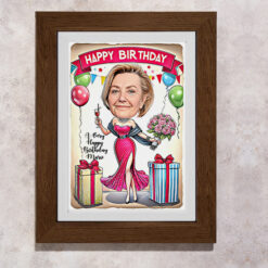 Elegant Birthday Caricature For Her