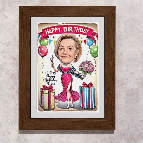 Elegant Birthday Caricature For Her